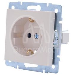 Розетка 1-м СП Vesna с заземл. защ. шторки ПБТ механизм крем. LEZARD 742-0388-124B
