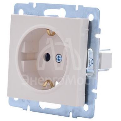 Розетка 1-м СП Vesna с заземл. защ. шторки ПБТ механизм крем. LEZARD 742-0388-124B