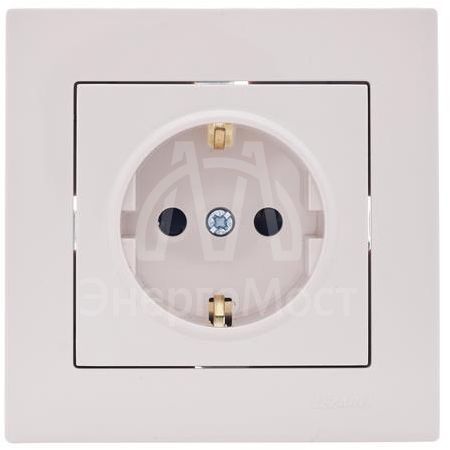 Розетка 1-м СП Vesna с заземл. защ. шторки ПБТ механизм крем. LEZARD 742-0388-124B