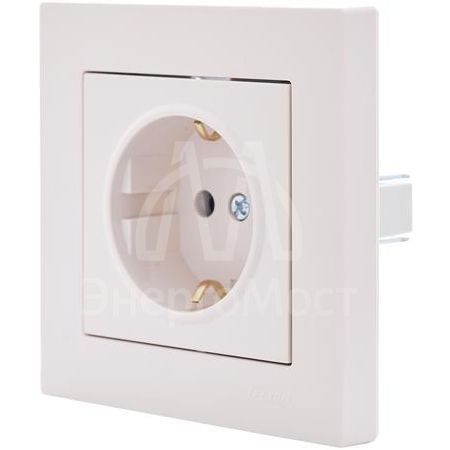 Розетка 1-м СП Vesna с заземл. защ. шторки ПБТ механизм крем. LEZARD 742-0388-124B