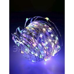 Гирлянда светодиодная &amp;quot;Разноцветные нити&amp;quot; 1.5м 30LED в виде капель мультиколор работает от 3хАА Космос KOCNL-EL114_multy