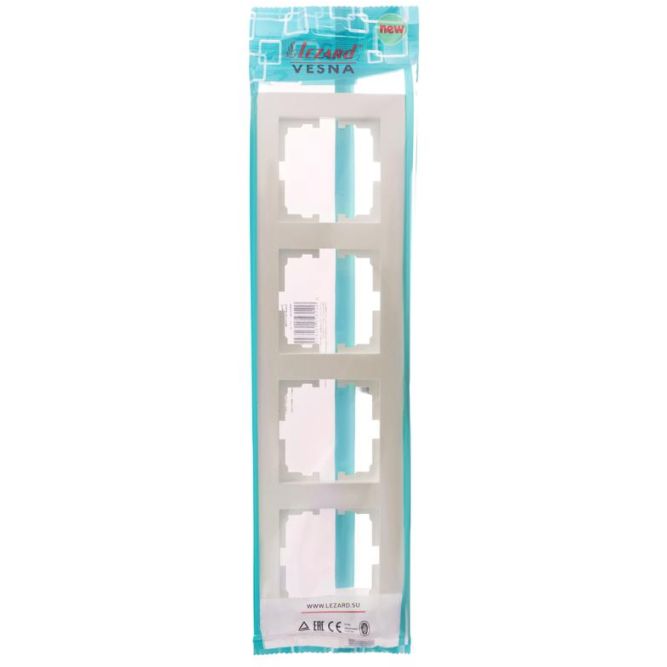 Рамка 4-местн. горизонт. VESNA жемчуж./бел. перламутр LEZARD 742-3000-149