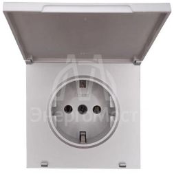 Розетка 1-мест. с/з с крышкой ПБТ СП ZIMA IP20 16А безвинт. зажим сер. матов. LEZARD 704-7488-123BQC