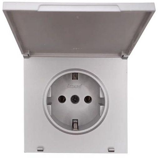 Розетка 1-мест. с/з с крышкой ПБТ СП ZIMA IP20 16А безвинт. зажим сер. матов. LEZARD 704-7488-123BQC
