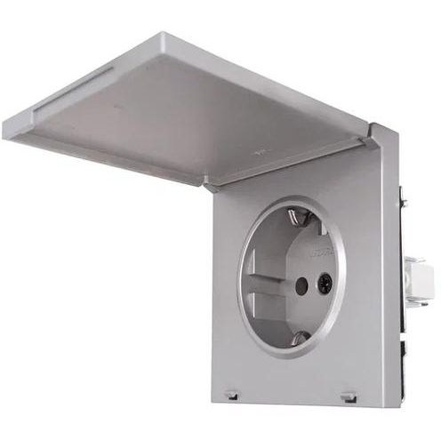 Розетка 1-мест. с/з с крышкой ПБТ СП ZIMA IP20 16А безвинт. зажим сер. матов. LEZARD 704-7488-123BQC