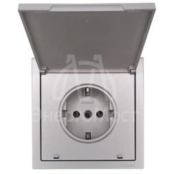 Розетка 1-мест. с/з с крышкой ПБТ СП ZIMA IP20 16А безвинт. зажим сер. матов. LEZARD 704-7488-123BQC