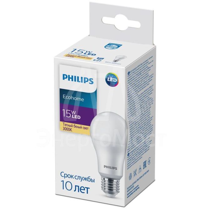 Лампа светодиодная Ecohome LED Bulb 15Вт 1350лм E27 830 RCA Philips 929002305017