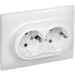 Розетка 2-м SKANDY 16А с заземл. без защ. шторок в сборе SK-R08W арктич. бел. IEK SK-R21-16-K01-F