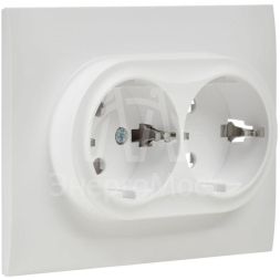 Розетка 2-м SKANDY 16А с заземл. без защ. шторок в сборе SK-R08W арктич. бел. IEK SK-R21-16-K01-F
