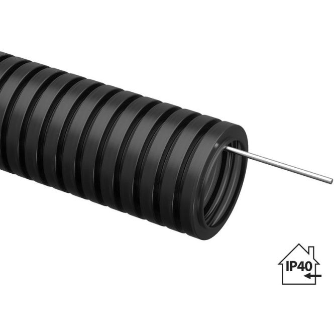 Труба гофрированная ПНД d32мм с протяжкой черн. (уп.25м) TOKOV ELECTRIC TKE-PND32-BL-25
