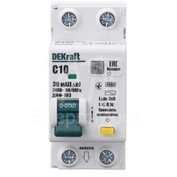 Выключатель автоматический дифференциального тока АВДТ 1Р+N 10А 30мА тип AC х-ка C ДИФ-103 4.5кА Sche 16051DEK