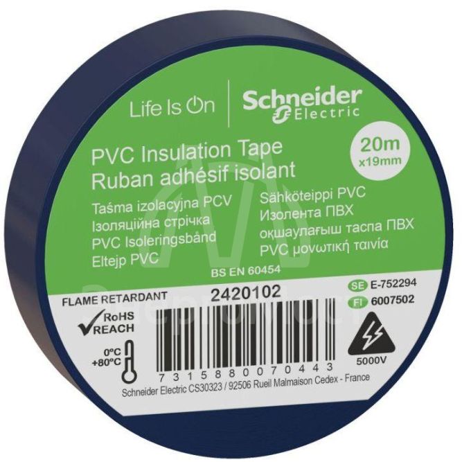 Изолента ПВХ 19мм (рул.20м) син. SchE 2420102