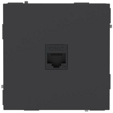 Розетка компьютерная 1-м KANT RJ45 кат.5E без шторки черн. уголь DKC 7012663