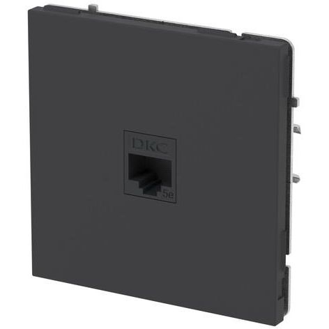 Розетка компьютерная 1-м KANT RJ45 кат.5E без шторки черн. уголь DKC 7012663