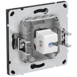 Розетка компьютерная 1-м KANT RJ45 кат.5E без шторки черн. уголь DKC 7012663