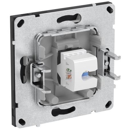 Розетка компьютерная 1-м KANT RJ45 кат.5E без шторки черн. уголь DKC 7012663