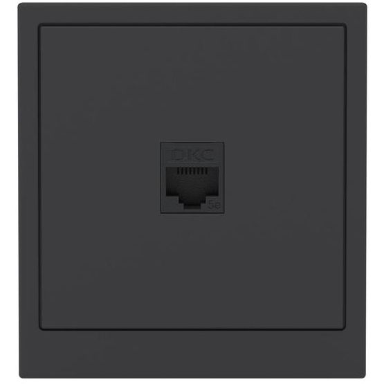 Розетка компьютерная 1-м KANT RJ45 кат.5E без шторки черн. уголь DKC 7012663