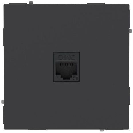 Розетка компьютерная 1-м KANT RJ45 кат.5E без шторки черн. уголь DKC 7012663