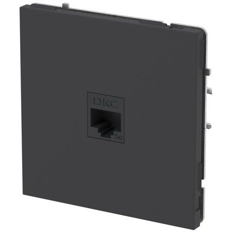 Розетка компьютерная 1-м KANT RJ45 кат.5E без шторки черн. уголь DKC 7012663