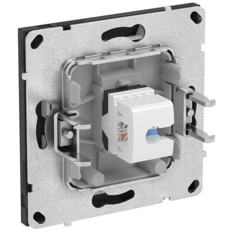 Розетка компьютерная 1-м KANT RJ45 кат.5E без шторки черн. уголь DKC 7012663