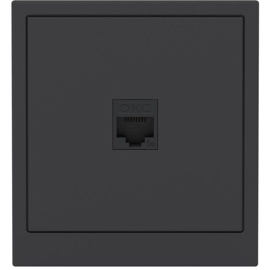 Розетка компьютерная 1-м KANT RJ45 кат.5E без шторки черн. уголь DKC 7012663