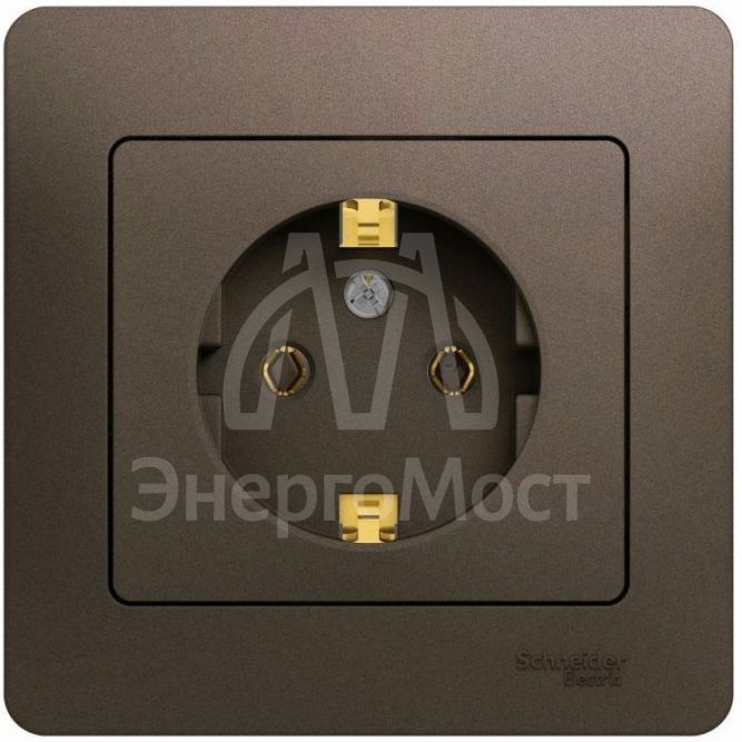 Розетка 1-м Glossa 16А с заземл. в сборе шоколад SchE GSL000842