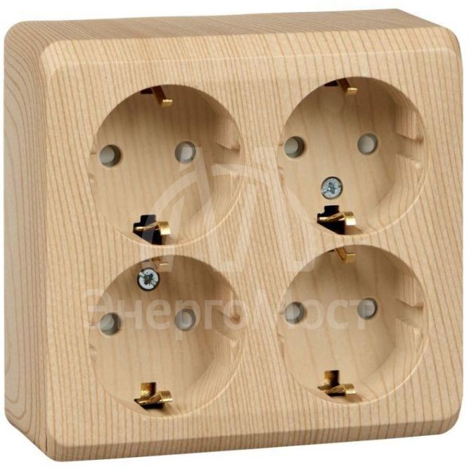 Розетка 4-м ОП Этюд 16А 250В защ. шторки с заземл. сосна SchE PA16-208D