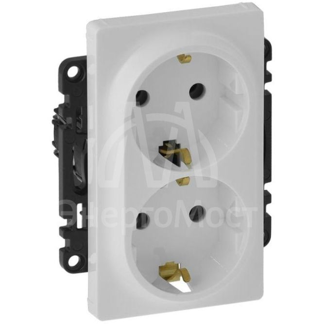 Механизм розетки 2-м СП Valena Life 16А IP20 250В 2х2К+З с лиц. панелью безвинт. зажимы бел. Leg 753127