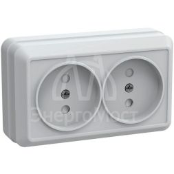 Розетка 2-м ОП Октава 10А IP20 защ. шторки без заземл. бел. IEK ERO23-K01-10-DC