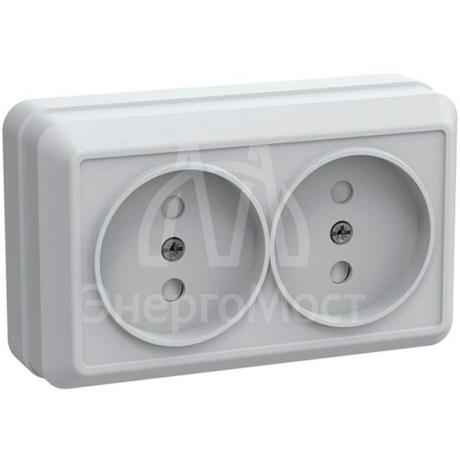 Розетка 2-м ОП Октава 10А IP20 защ. шторки без заземл. бел. IEK ERO23-K01-10-DC