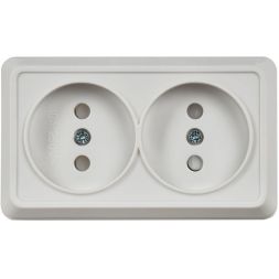 Розетка 2-м ОП Октава 10А IP20 защ. шторки без заземл. бел. IEK ERO23-K01-10-DC