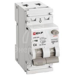 Выключатель автоматический дифференциального тока 2п (1P+N) C 6А 30мА тип A 6кА АВДТ-63N (электрон.) PROxima EKF D63N26EA6C30