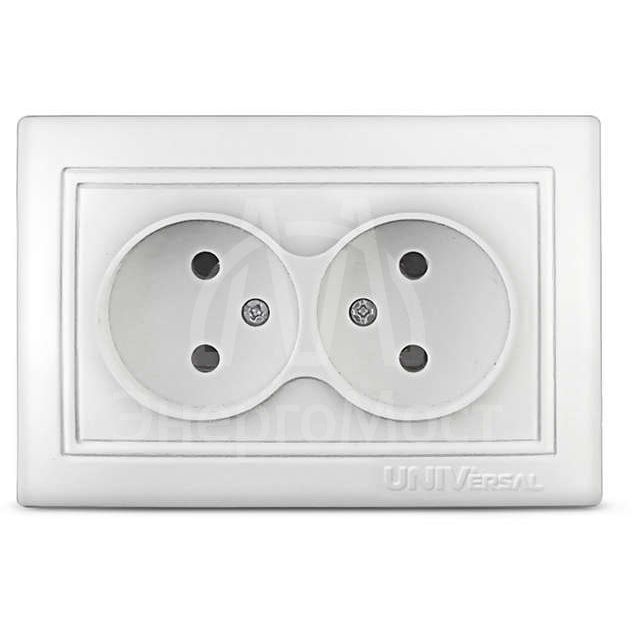 Розетка 2-м СП Севиль 16А IP20 бел. Universal С0102