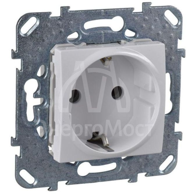 Механизм розетки 1-м СП Unica с заземл. бел. SchE MGU5.036.18ZD