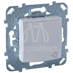 Механизм розетки 1-м СП Unica с защ. крышкой защ. шторки с заземл. бел. SchE MGU5.037.18TAZD