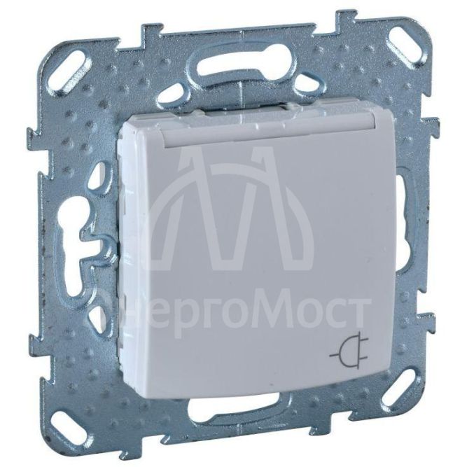 Механизм розетки 1-м СП Unica с защ. крышкой защ. шторки с заземл. бел. SchE MGU5.037.18TAZD