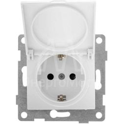 Розетка 1-м СП Bravo 16А 250В с заземл. защ. шторки с крышкой механизм бел. GUSI С10Р91-001