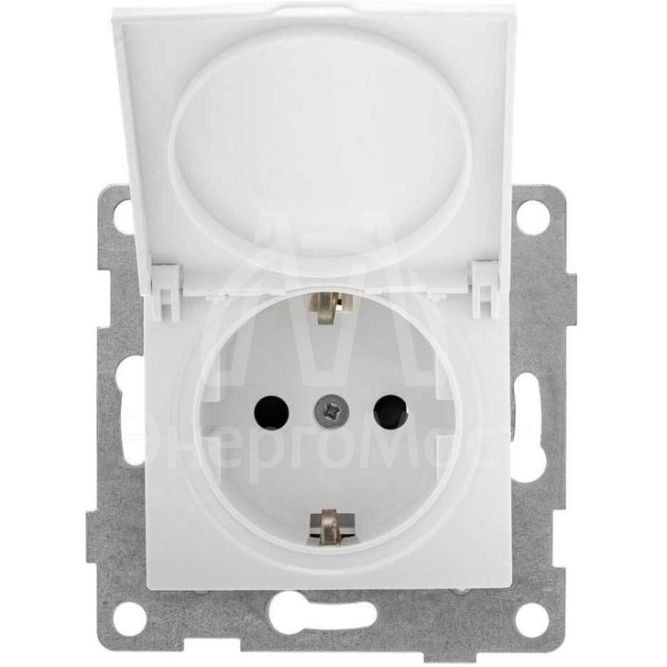Розетка 1-м СП Bravo 16А 250В с заземл. защ. шторки с крышкой механизм бел. GUSI С10Р91-001
