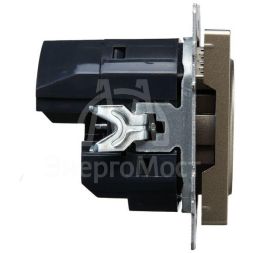 Розетка BRITE РЮш10-2-БрШ 16А с USB A+A 3.1А с заземл. защ. шторки шампань IEK BR-R14-16-U21-D31-K37