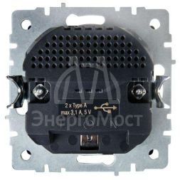 Розетка BRITE РЮш10-2-БрШ 16А с USB A+A 3.1А с заземл. защ. шторки шампань IEK BR-R14-16-U21-D31-K37