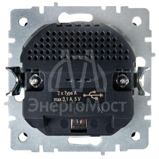 Розетка BRITE РЮш10-2-БрШ 16А с USB A+A 3.1А с заземл. защ. шторки шампань IEK BR-R14-16-U21-D31-K37