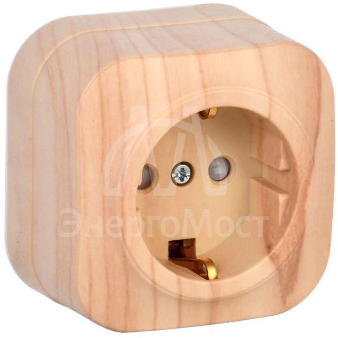 Розетка 1-м ОП GLORY РСш20-3-ХС 16А с заземл. защ. шторки сосна IEK ERH14-K34-16