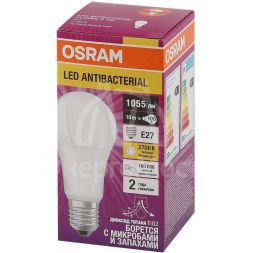 Лампа светодиодная LED Antibacterial A 10Вт (замена 100Вт) матовая 2700К тепл. бел. E27 1055лм угол пучка 200град. 220-240В бактерицид. покр. OSRAM 4058075561076