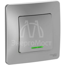 Выключатель 1-кл. СП Blanca 10А IP20 (сх. 1) 250В с подсветкой алюм. SchE BLNVS010113