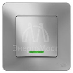 Выключатель 1-кл. СП Blanca 10А IP20 (сх. 1) 250В с подсветкой алюм. SchE BLNVS010113