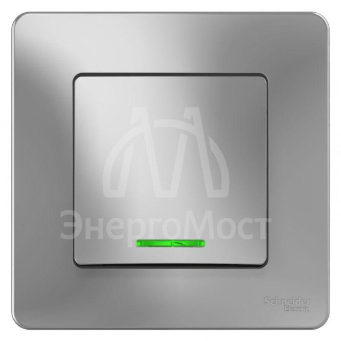 Выключатель 1-кл. СП Blanca 10А IP20 (сх. 1) 250В с подсветкой алюм. SchE BLNVS010113