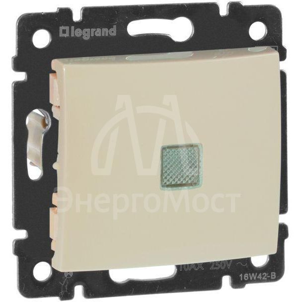 Механизм переключателя на 2 направления 1-кл. СП Valena 10А IP31 250В с зел. индикацией сл. кость Leg 774326