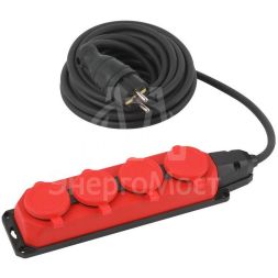 Удлинитель силовой UK-4e-3x1.5-5m-IP44(KG) с заземлением 4 розетки каучук 5м КГ 3х1.5кв.мм IP44 Эра Б0057585