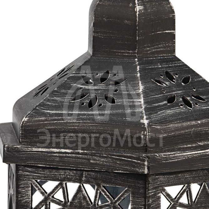 Фонарь декоративный со свечой 18х16.5х31см тепл. бел. корпус черн. Neon-Night 513-056