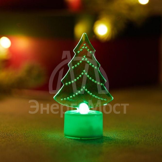 Фигура светодиодная &amp;quot;Елочка&amp;quot; на подставке (батарейки 3хAG13(LR44) в компл.) 10см 1LED IP20 4.5В RGB NEON-NIGHT 501-045